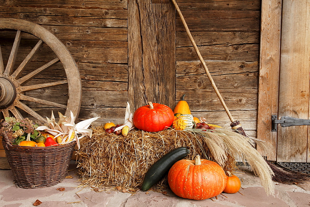 Autumn decoration, farm near Wolfach, Baden-Wurttemberg, Germany