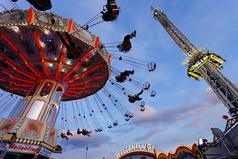 Chairoplane, Cannstatter Volksfest, Stuttgart, Baden-Wurttemberg, Germany