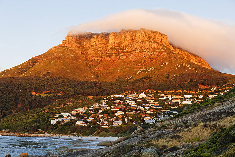 Beach and houses in Llandudno Bay, Capetown, Western Cape, RSA, South Africa, Africa