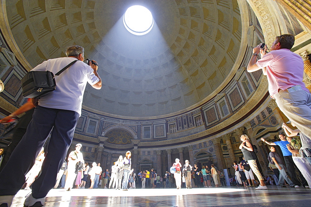 Tourists inside the Pantheon, Rome, Italy, Europe