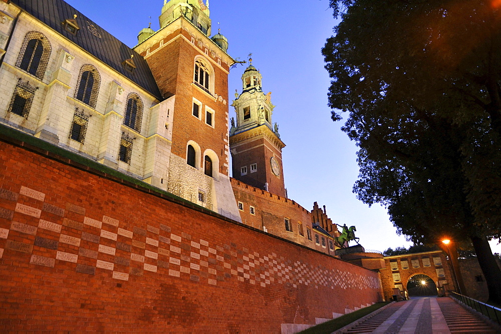 Wawel cathedral in the evening, Krakow, Poland, Europe