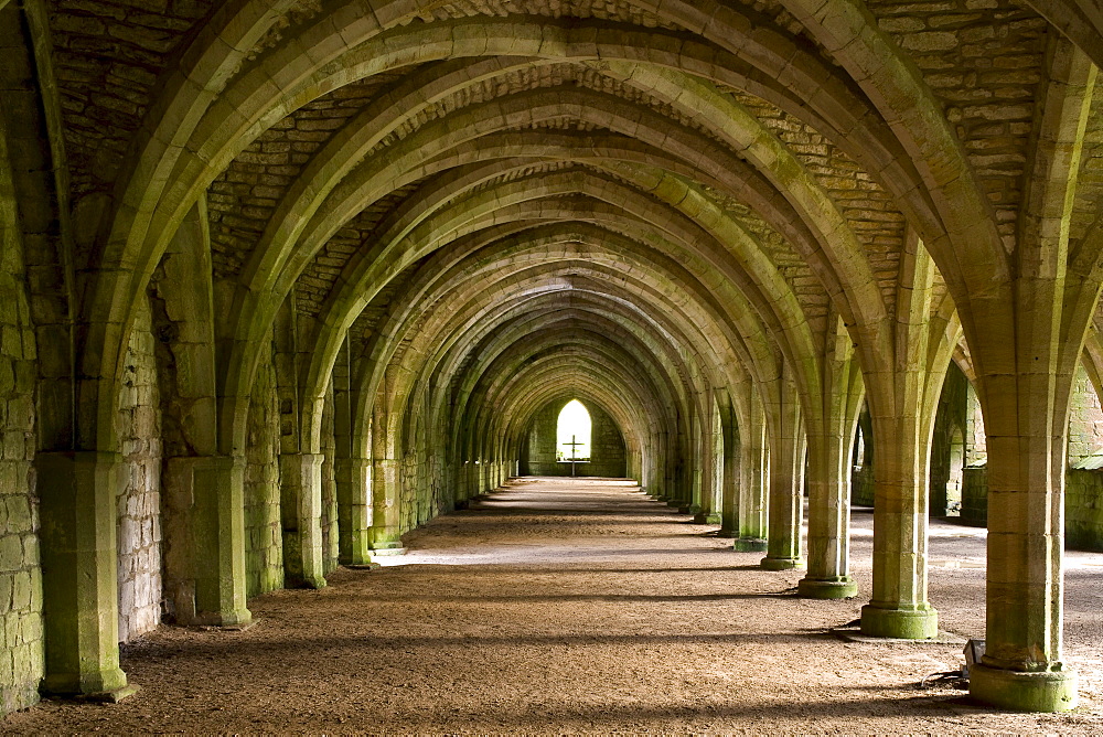 Fountains Abbey, Ripon, North Yorkshire, England, Great Britain, Europe, Fountains Abbey is one of the largest and best preserved Cistercian houses in England. It is a Grade I listed building and owned by the National Trust. It is a UNESCO World Heritage Site.