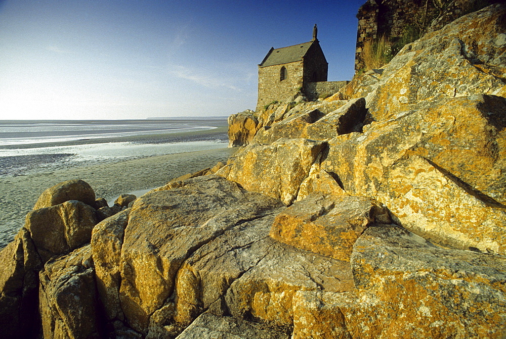 Chapel at the foot of Mont Saint Michel, Normandy, France, Europe