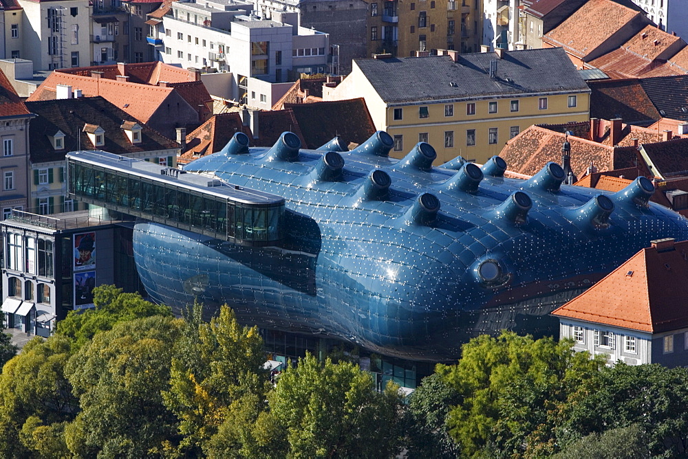 Kunsthaus, aka the Friendly Alien, blob architecture by Peter Cook and Colin Fournier, Museum of contemporary Art, Graz, Styria, Austria