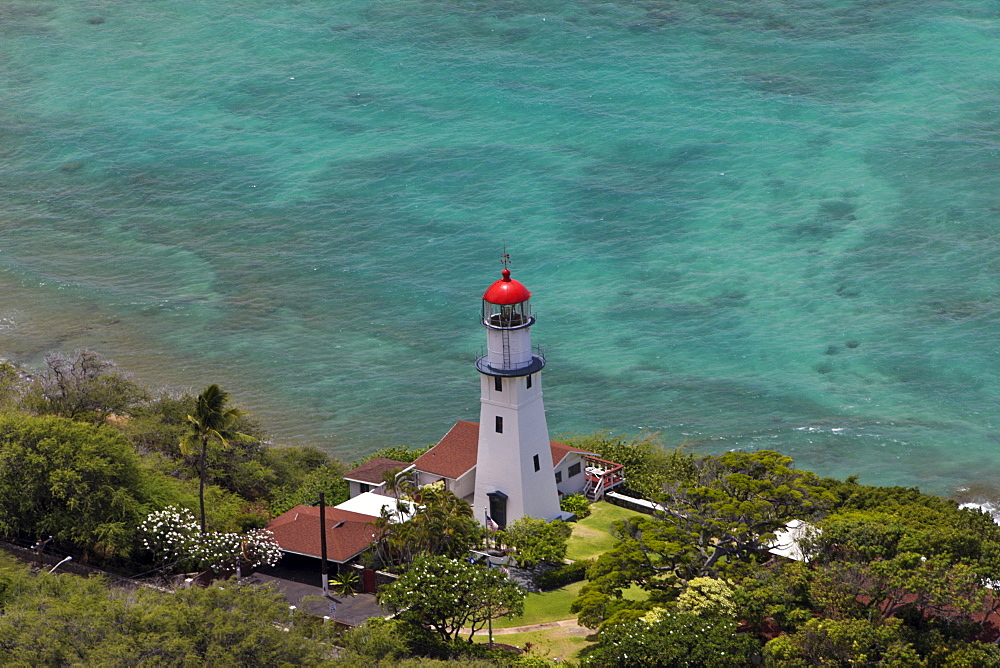 Lighthouse at Kupikipikio Point, Oahu, Pacific Ocean, Hawaii, USA