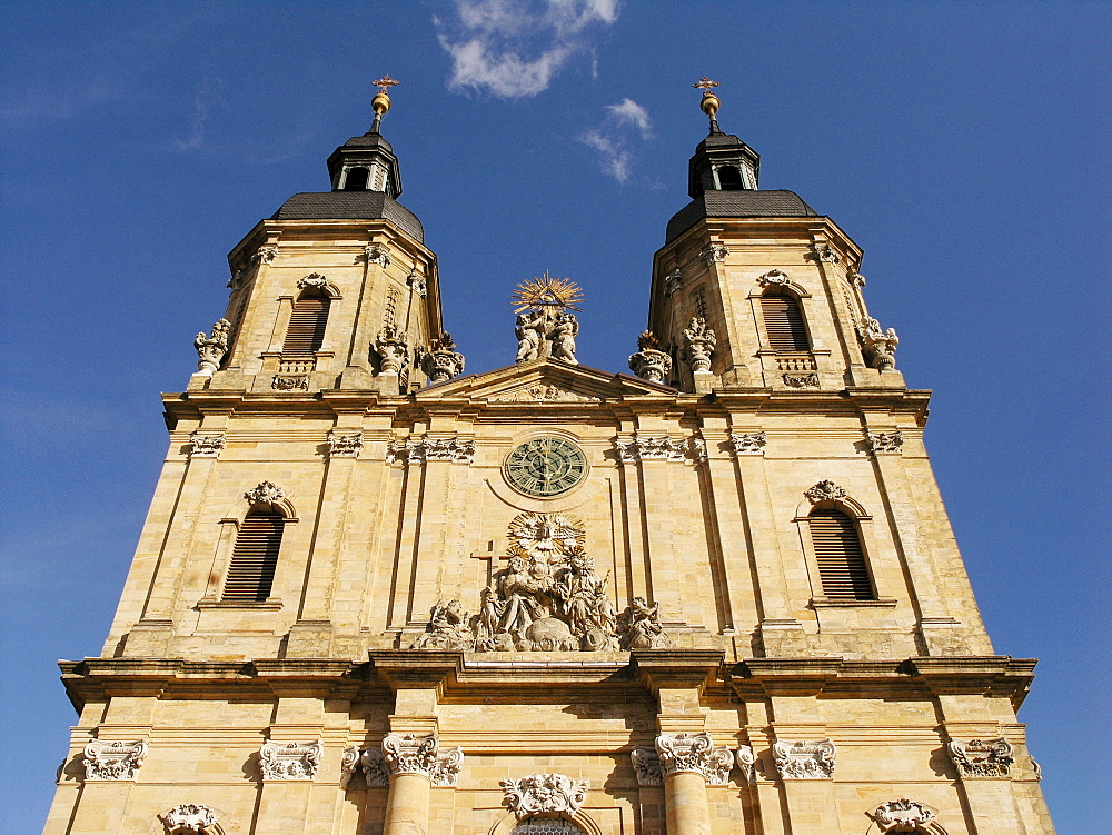 Basilica Goessweinstein under blue sky, Franconia, Bavaria, Germany