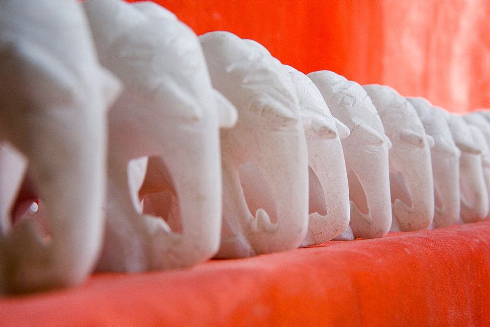 White elephants of marble on a market in Mandalay, Myanmar, Burma