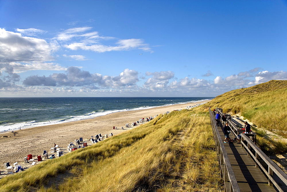 Wooden Staircase over Dunes, Wenningstedt, Sylt Island, North Frisian Islands, Schleswig-Holstein, Germany