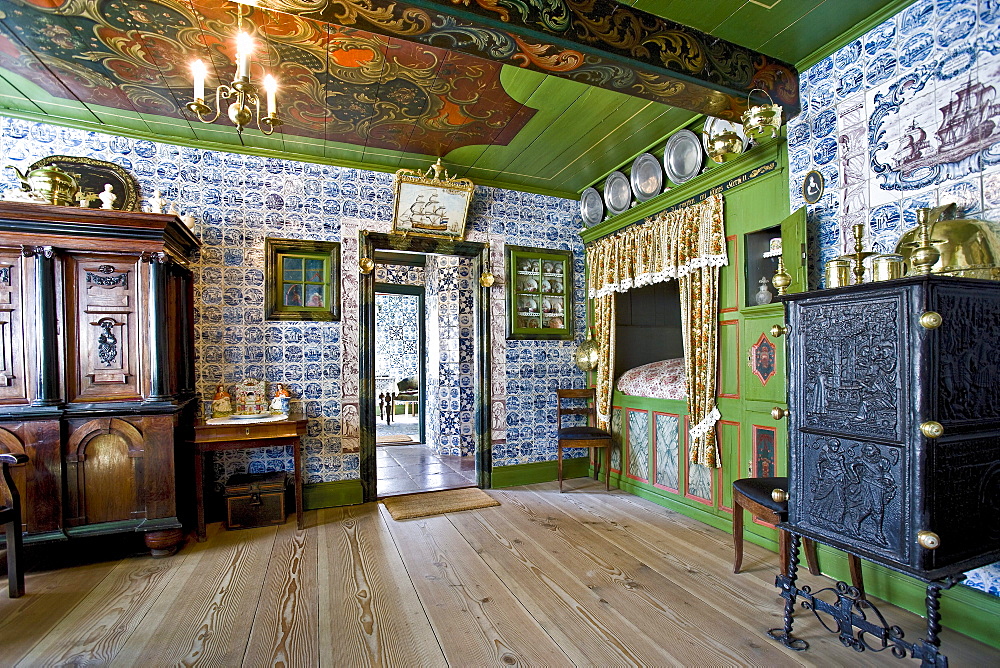 Tiles in Museum Koenigspesel, Hallig Hooge, North Frisian Islands, Schleswig-Holstein, Germany