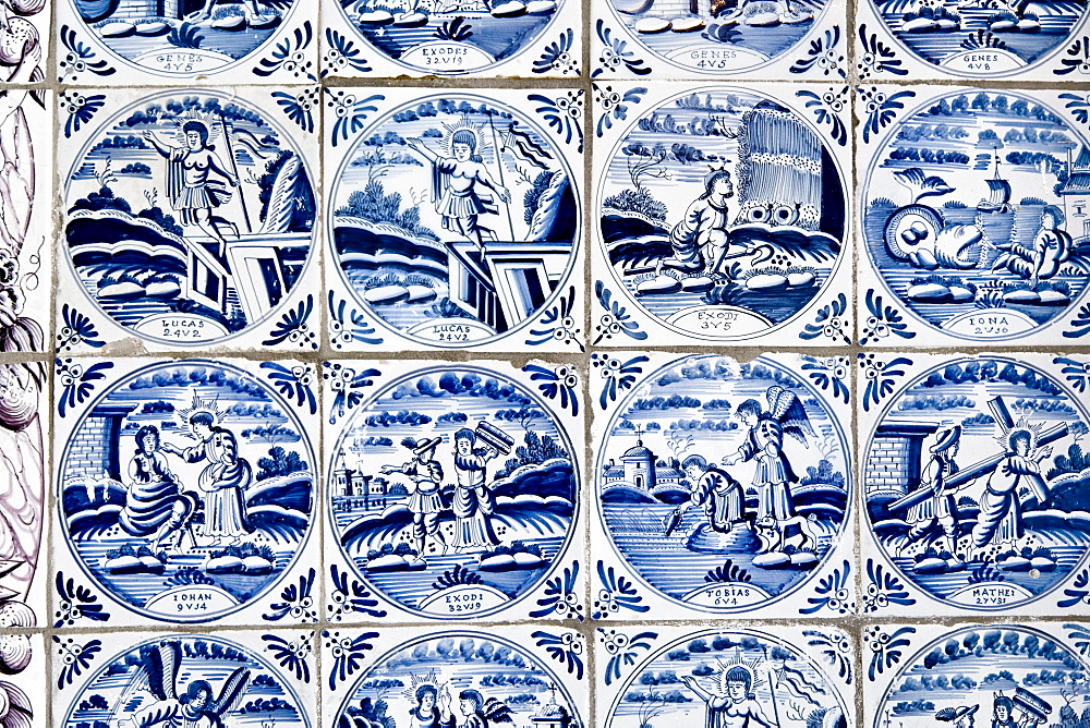 Tiles in Museum Koenigspesel, Hallig Hooge, North Frisian Islands, Schleswig-Holstein, Germany