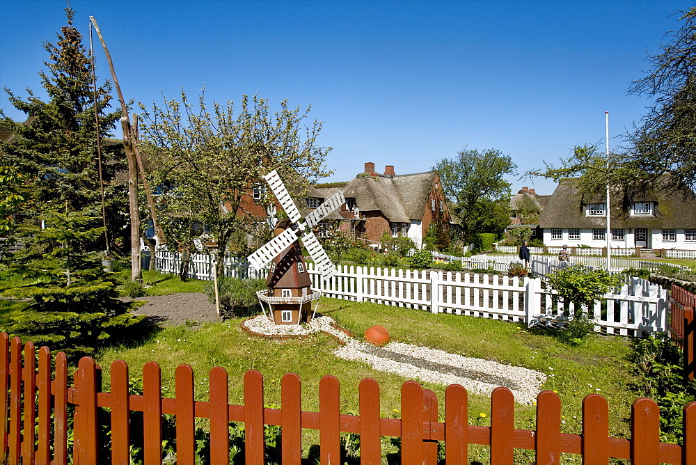 Village on Hallig Oland, North Frisian Islands, Schleswig-Holstein, Germany