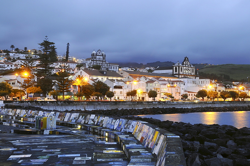 Horta harbour in the evening light, Faial Island, Azores, Portugal