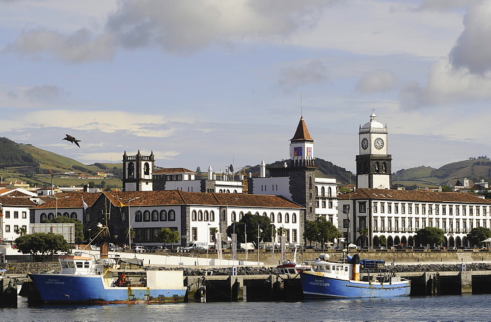 View of the harbour promenade, Ponta Delgada, Sao Miguel, Azores, Portugal