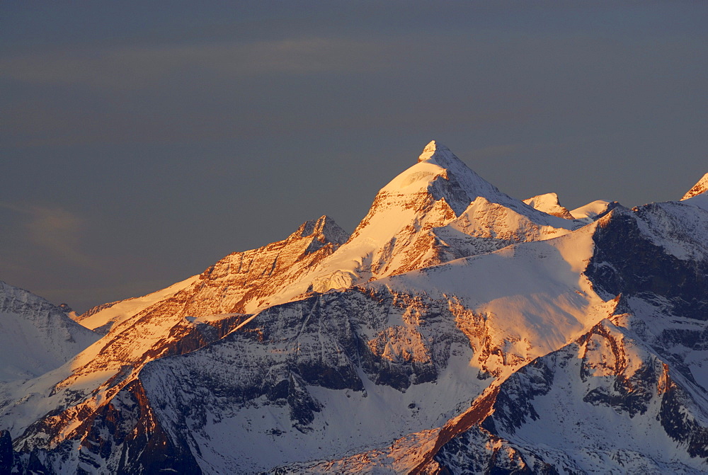 Grosses Wiesbachhorn in morning light seen from North, Hohe Tauern range, Salzburg, Austria