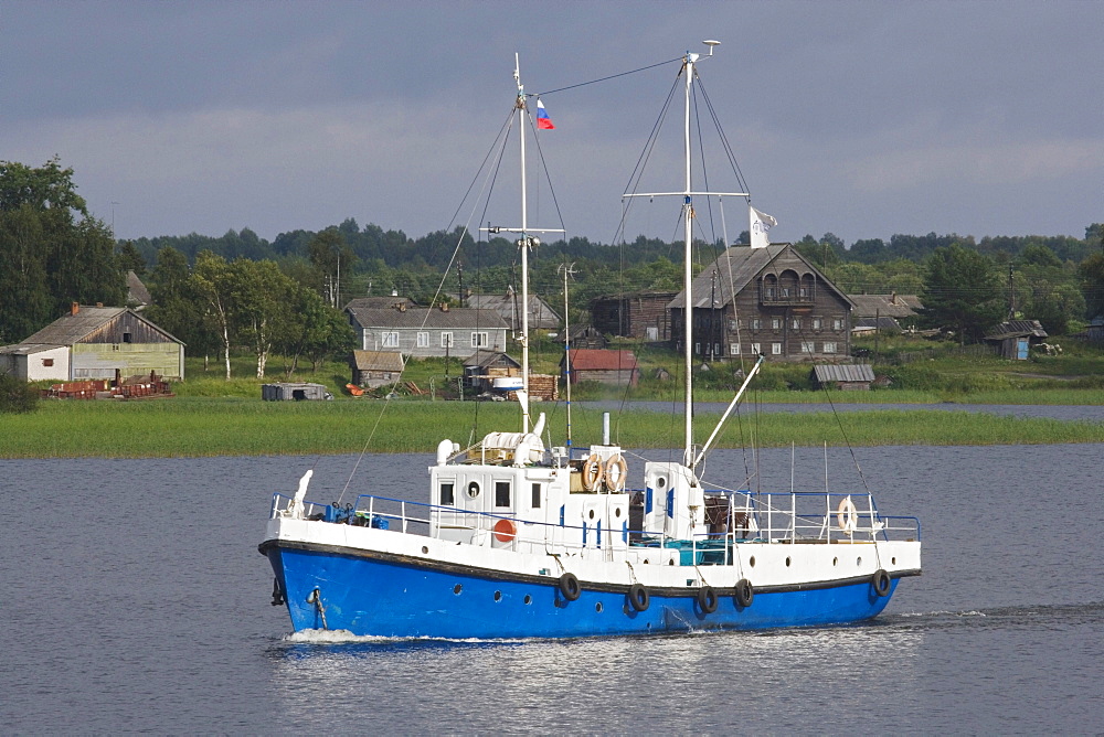 Ship on Lake Onega, the second largest lake in Europe, Russia