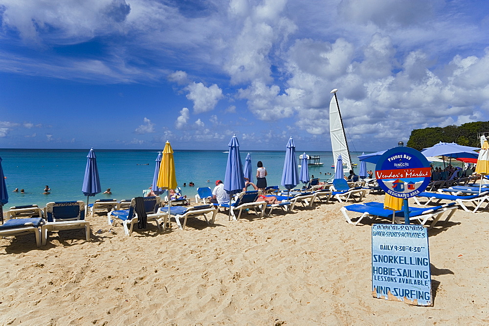 People relaxing at beach, Paynes Bay, Barbados, Caribbean