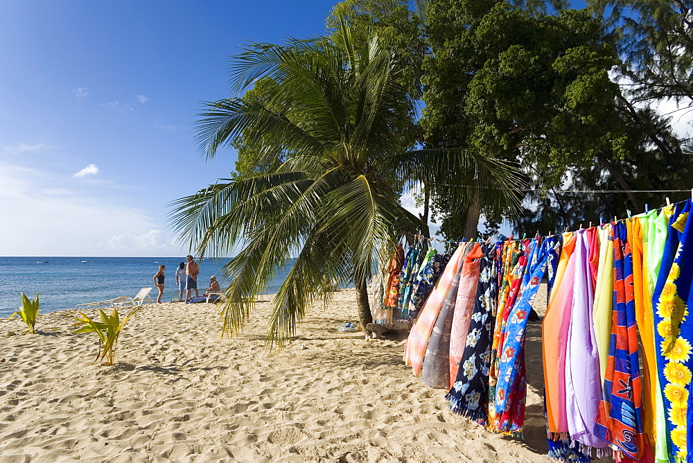 Souvenir stall at beach, Speightstown, Barbados, Caribbean