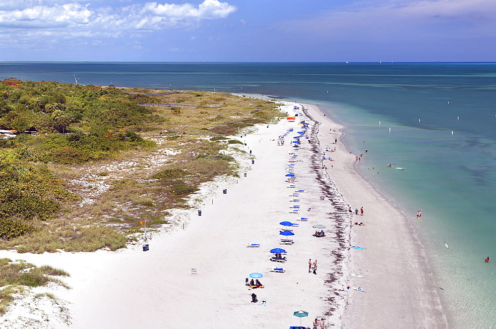 View at people at the beach at Bill Baggs State Park, Key Biscayne, Miami, Florida, USA