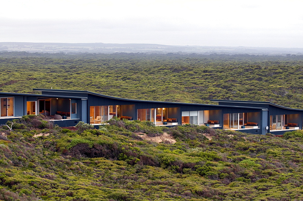 The Southern Ocean Lodges rooms amidst the bush at daytime, Kangaroo Island, South Australia, Australia