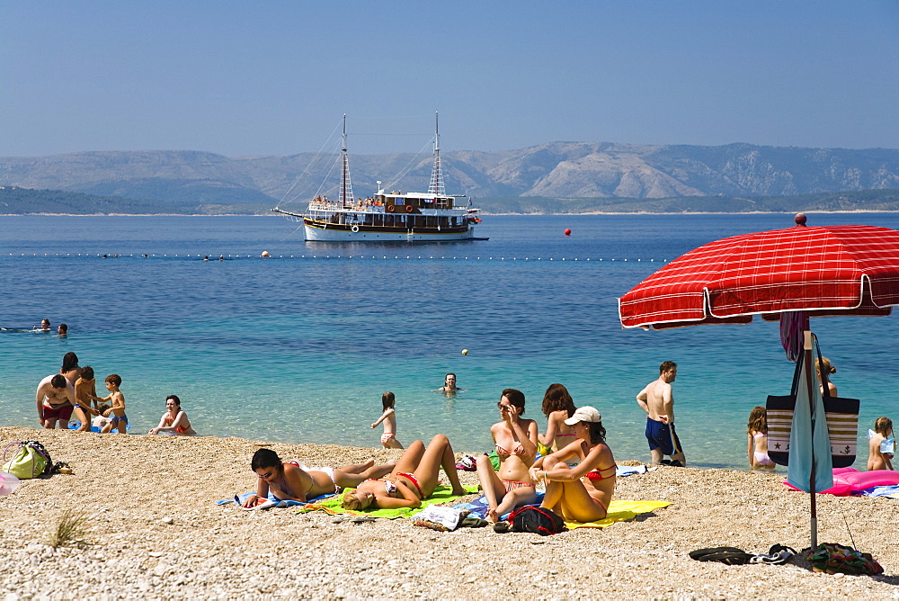 People at the beach, Brac Island, Dalmatia, Croatia, Europe