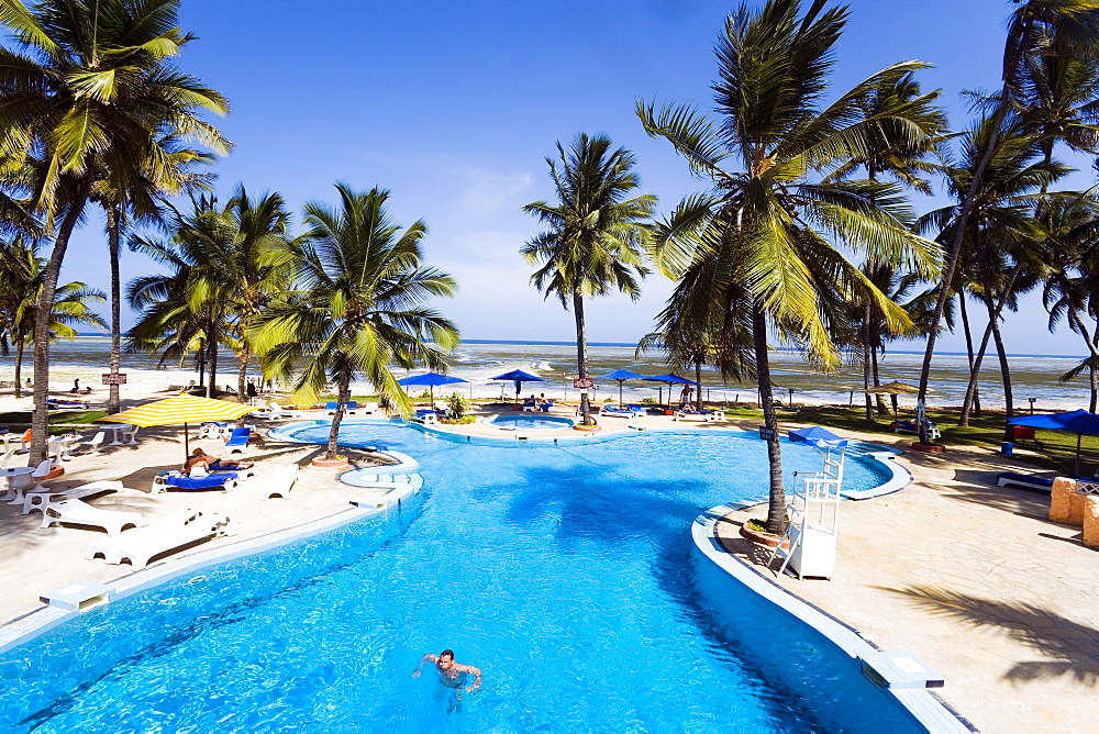 Swimming pool area of the Hotel Bamburi Beach, Bamburi Beach, Coast, Kenya