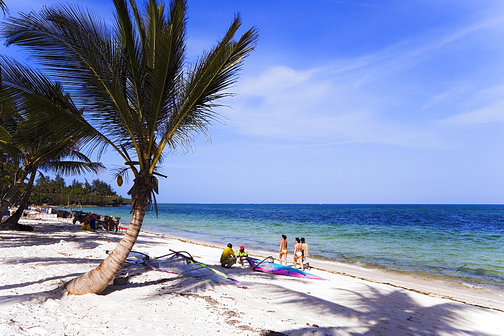 Tourists relaxing at Shanzu Beach, Coast, Kenya