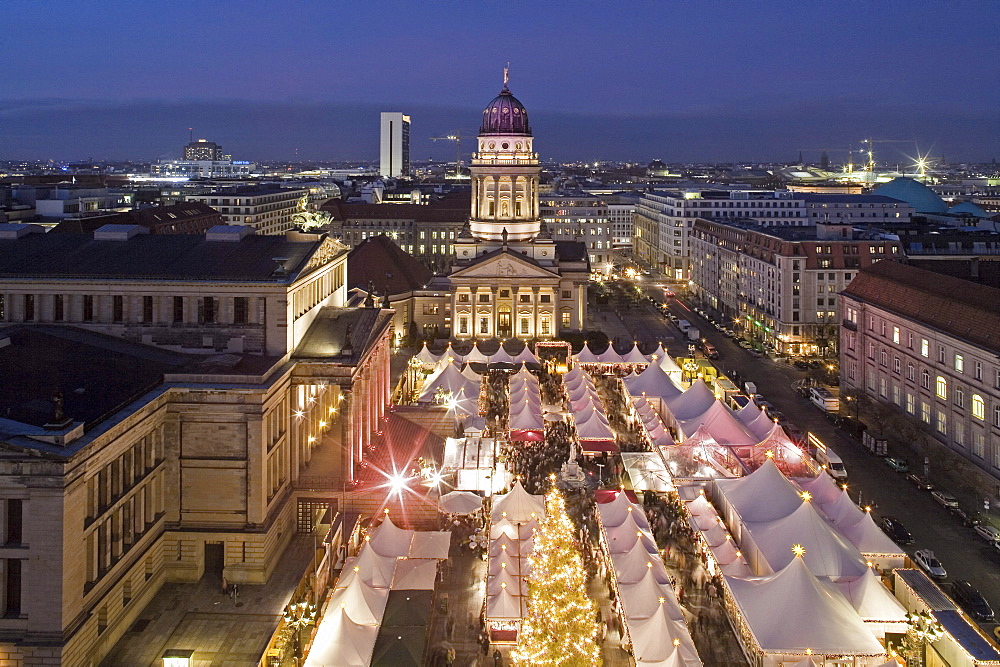 Christmas market, Gendarmenmarkt, at night, Berlin, Germany