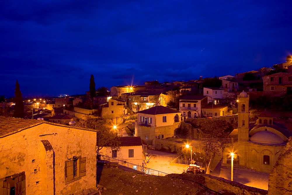 Village of Tochni at night, Larnaka district, South Cyprus, Cyprus