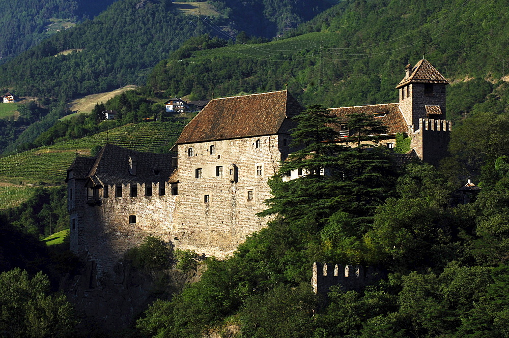Runkelstein castle in front of a mountainside, South Tyrol, Italy, Europe