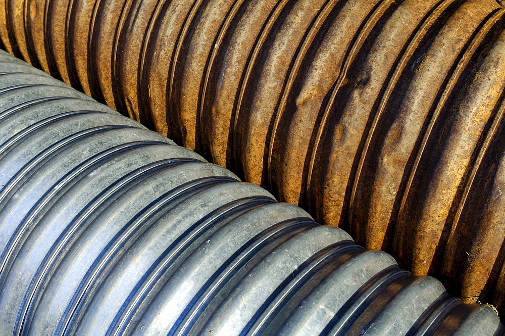 Two aluminium pipes, South Tyrol, Italy, Europe