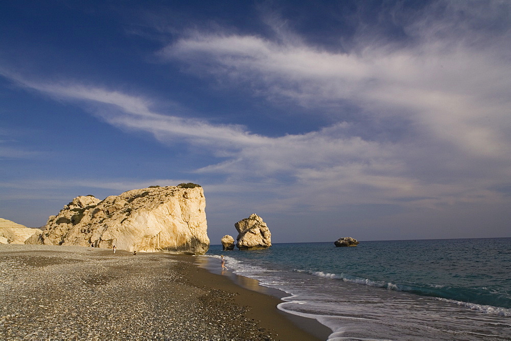 Petra tou Romiou, Rock of Aphrodite, Aphrodite's birthplace, Symbol, the Rock from which Aphrodite mythically arose from the sea, Limassol, South Cyprus, Cyprus