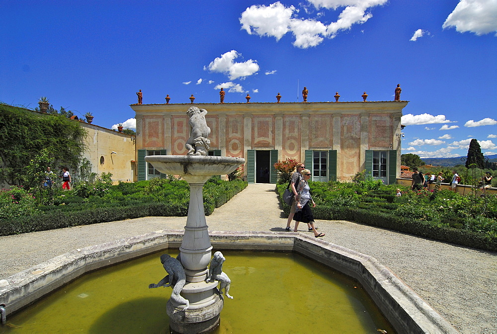 Porcelain museum and garden under blue sky, Giardino di Boboli, Florence, Tuscany, Italy, Europe