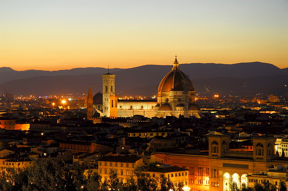 View at the cathedral at sunset, Florence, Tuscany, Italy, Europe