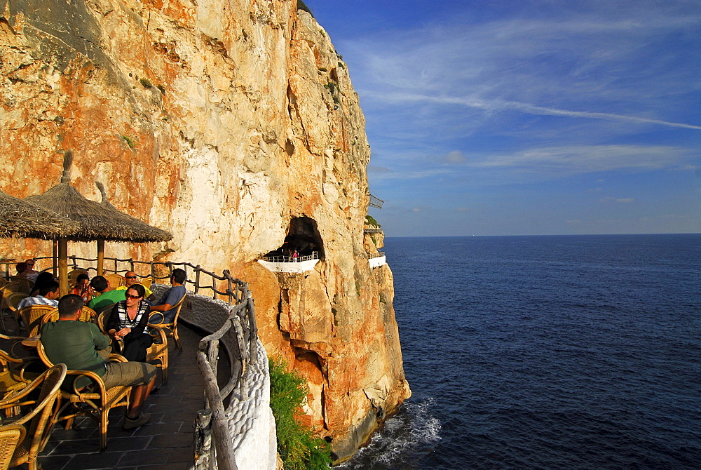 Bar and Disco in the Cova dâˆšÃ‡Â¬Â¥en Xoroi in the cliffs near Cala en Porter, Minorca, Balearic Islands, Spain