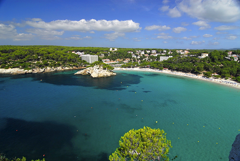 View from viewpoint towards Cala Galdana, Minorca, Balearic Islands, Spain