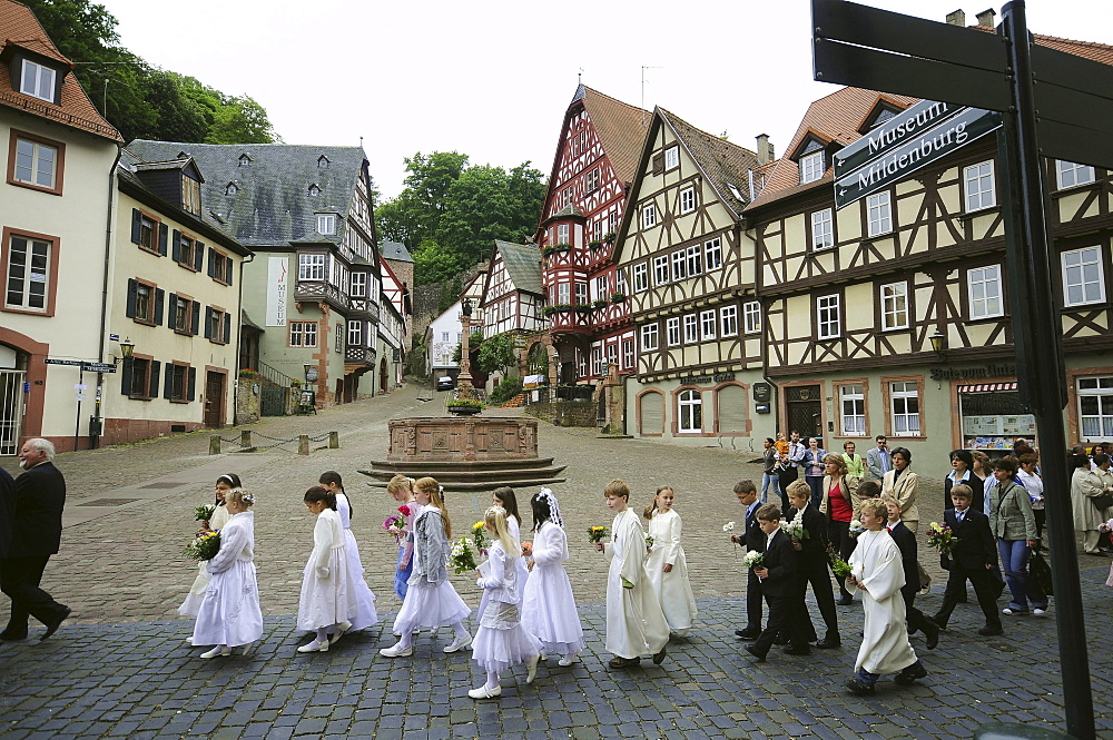 Corpus Christi procession, Miltenberg, Spessart, Lower Franconia, Bavaria, Germany