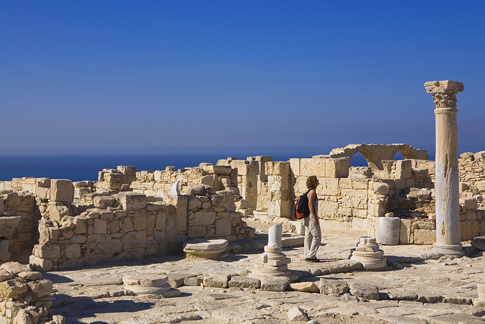 Ruins of an early Christian Basilica, ancient city of Kourion, Kourion, South Cyprus, Cyprus