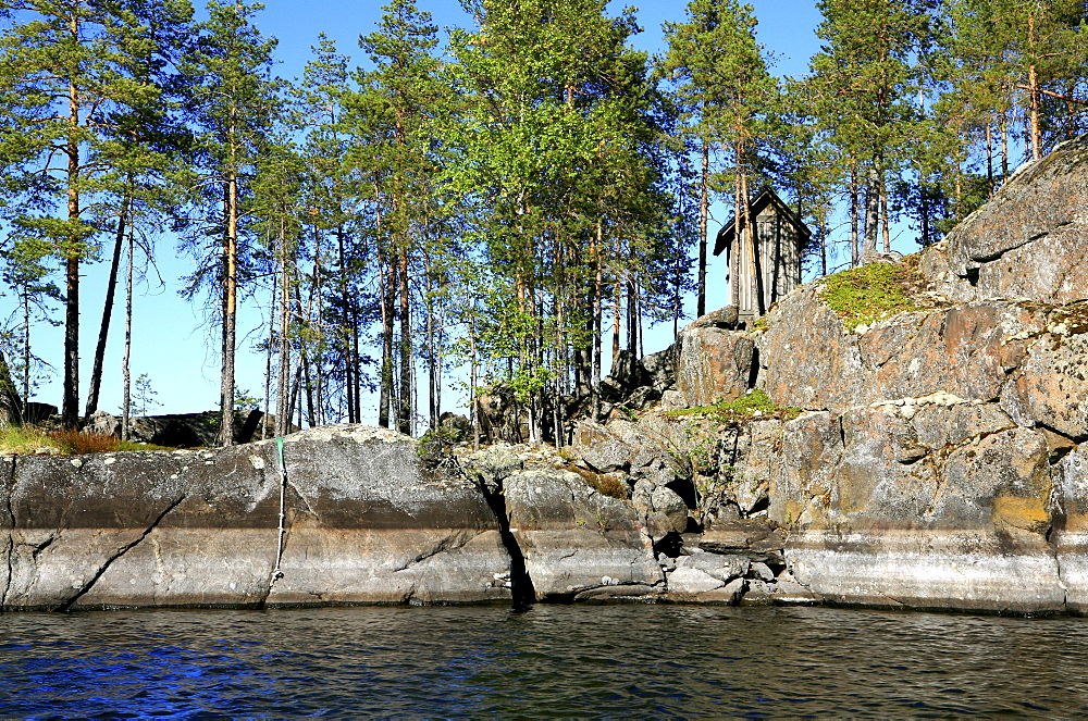 Private island on lake Saimaa in the sunlight, Saimaa Lake District, Finland, Europe