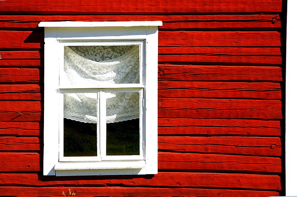 Window of a traditional finish farm house, Linnansaari National Park, Saimaa Lake District, Finland, Europe