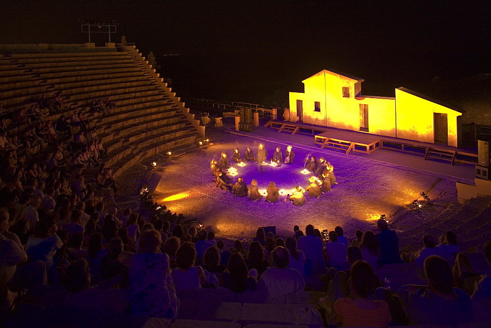 Ecclesiazusae - The Assembly Women, a comedy performance by Aristopanes from 392 BC, in Kourion Theatre, Cyprus Theatre Organisation, South Cyprus, Cyprus