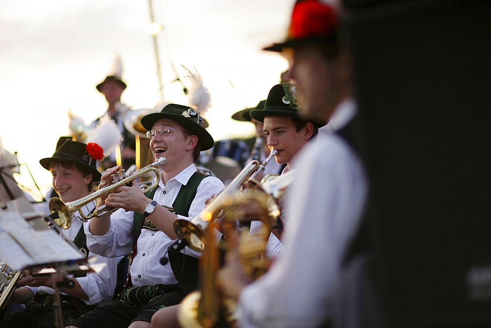 Brass band, Midsummer Festival, Muensing, Bavaria, Germany