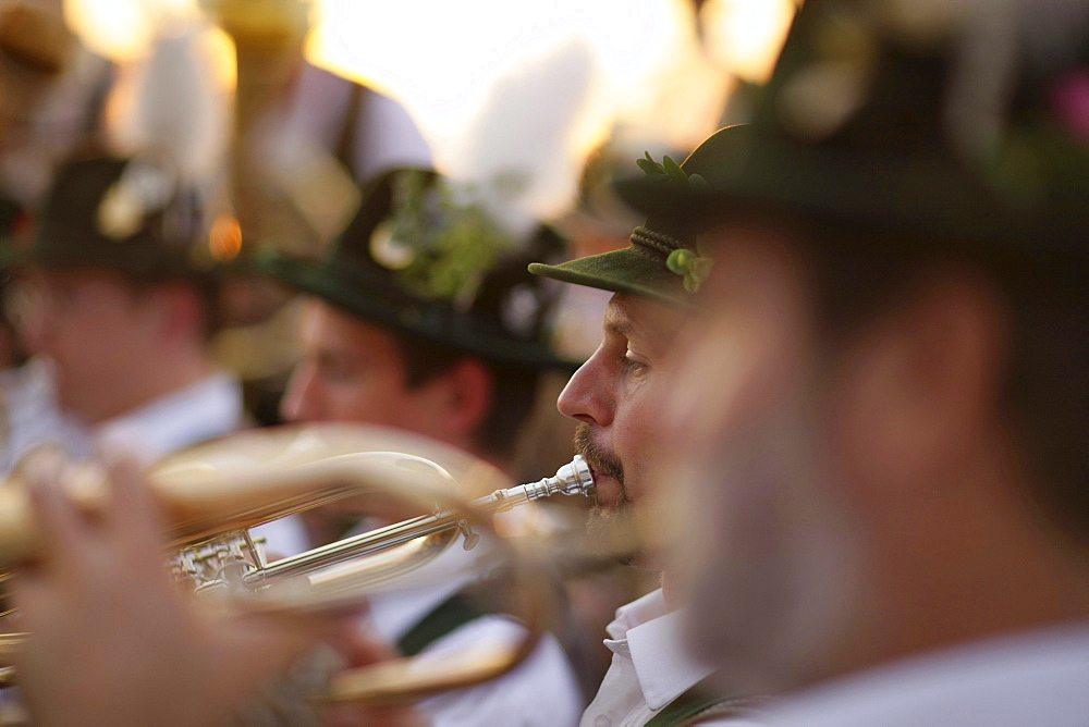 Brass band, Midsummer Festival, Muensing, Bavaria, Germany