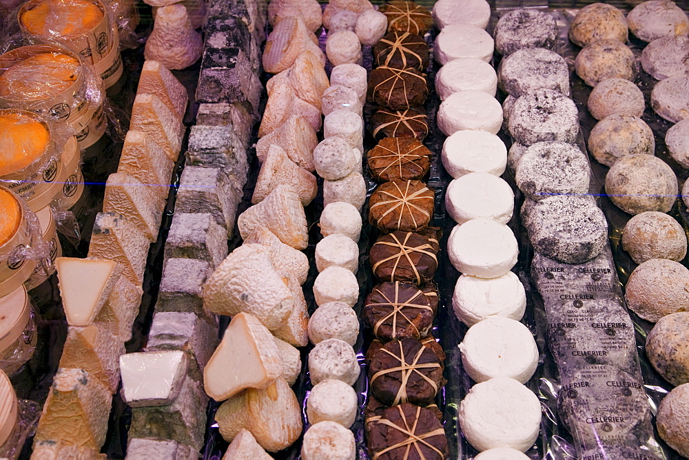 Gourmet Cheese in Les Halles de Lyon Paul Bocuse, Gourmet market, Lyon, Rhone Alps, France