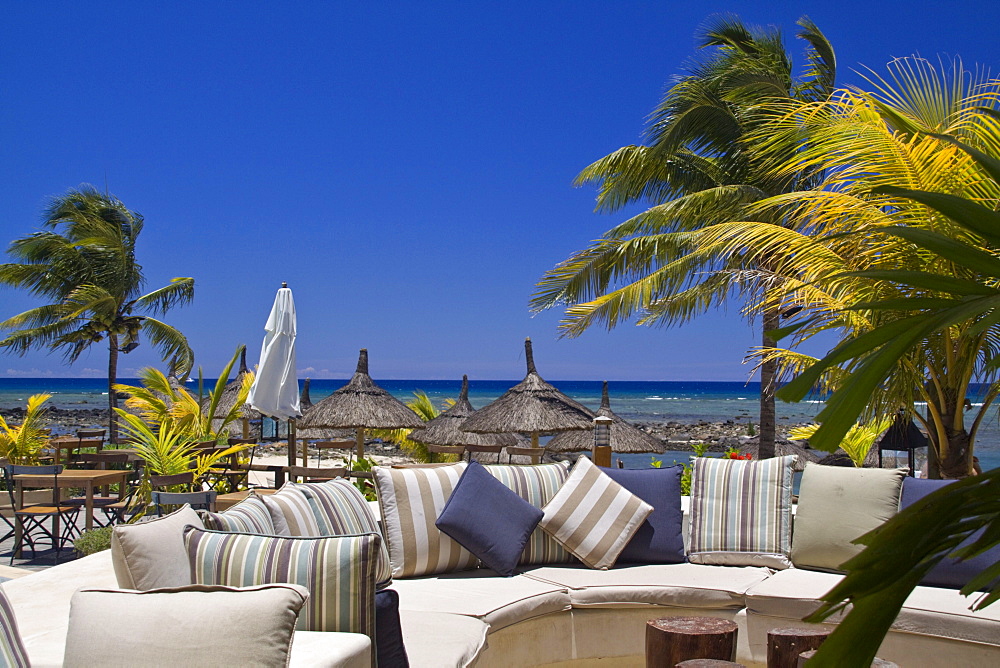 Mauritius, Africa Hotel Bar Lounge otdoors of Veranda Hotel Resort and Spa at Troux aux Biches, Mauritius, Africa