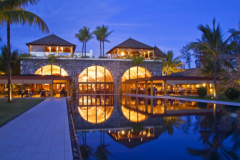 Resort Moevenpick at twilight, south coast of Mauritius, Africa