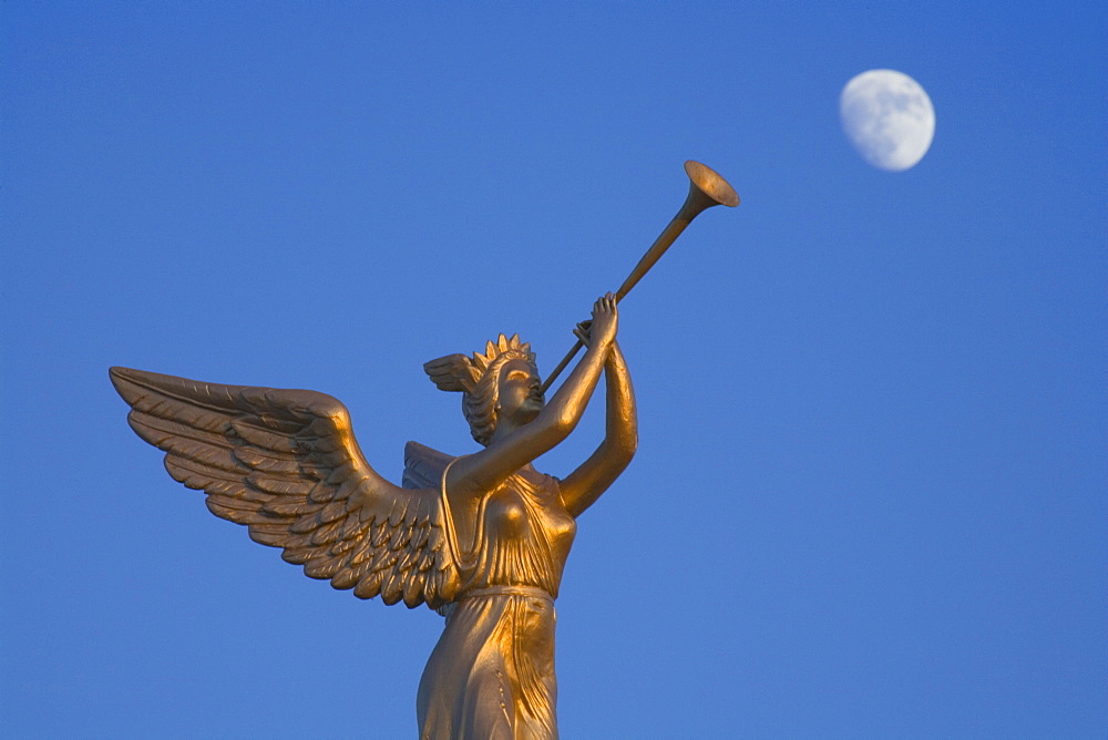 Angel sculpture and moon, Lions Garden Disco, Famagusta, Ammochostos, Gazimagusa, Cyprus