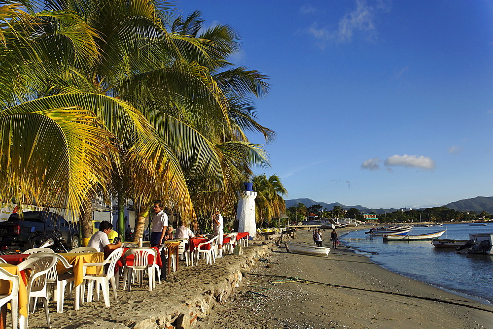 Open-air restaurant at promenade, Juangriego, Isla Margarita, Nueva Esparta, Venezuela