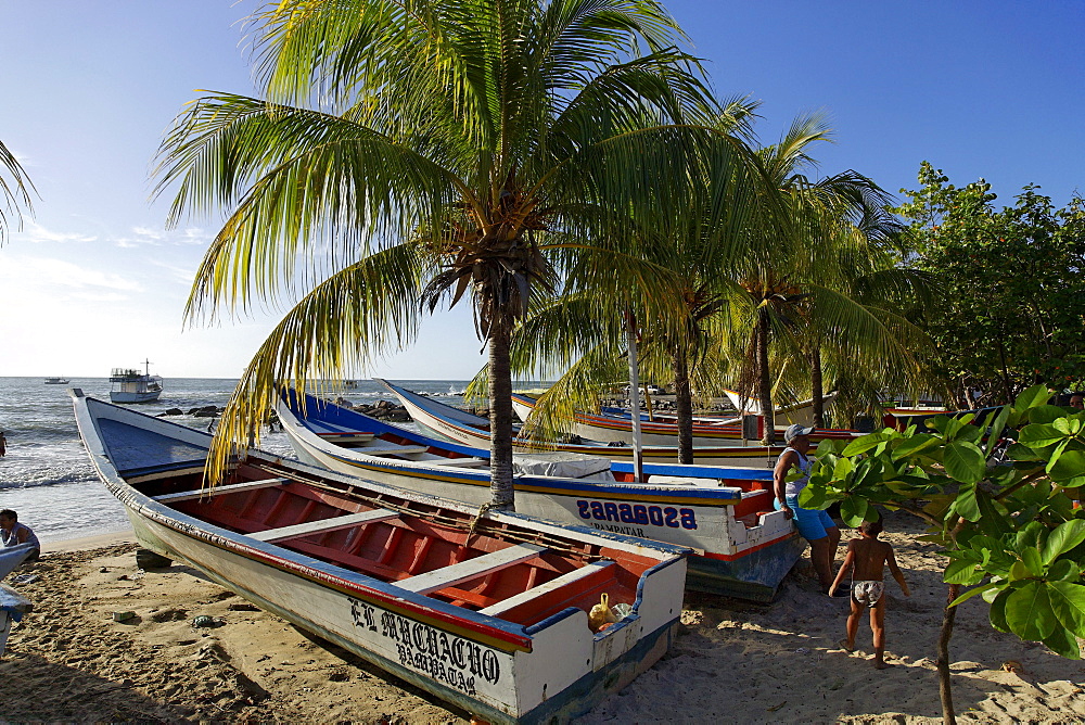 Fishing boats at Playa Zaragoza, Pedro Gonzales, Isla Margarita, Nueva Esparta, Venezuela