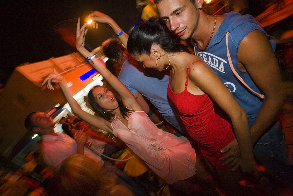 A group of young people dancing in front of a club, bar, nightlife, Agia Napa, Cyprus