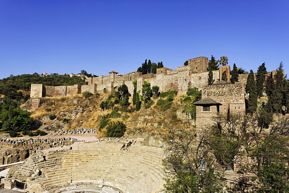 Alcazaba and amphitheater, Malaga, Andalusia, Spain